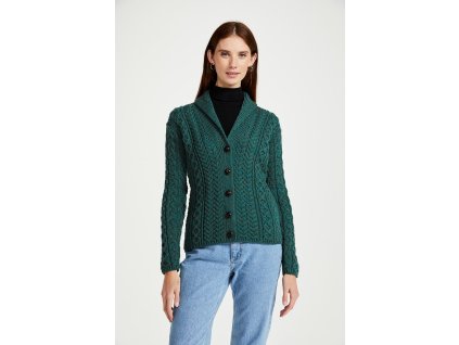 Irský dámský svetr Cardigan s šálovým límcem - B164 /403