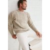 A825 InishbofinTraditionalAranSweater WorstedWool FleckedOat 04