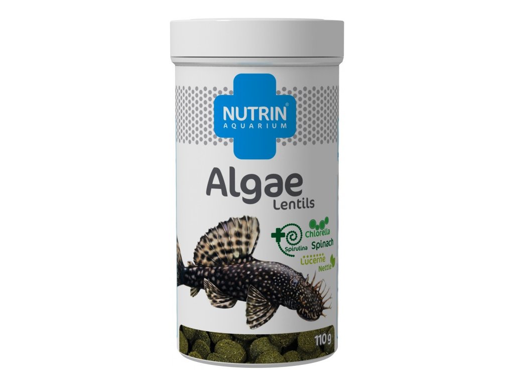 NUTRIN  Aquarium - ALGAE LENTILS 110g (250ml) - krmivo pro akvarijní ryby vyžadujících vysoký podíl kvalitních rostlinných složek vkrmivu.