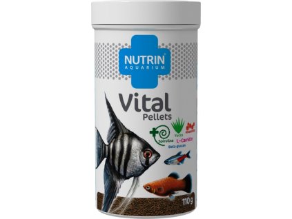 NUTRIN  Aquarium - VITAL PELLETS 110g - krmivo se zvýšeným obsahem vitamínů pro všechny druhy akvarijních ryb.