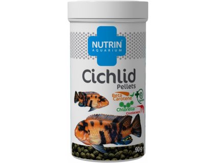 NUTRIN  Aquarium - CICHLID PELLETS 90g (250ml) -  krmivo pro větší druhy všežravých cichlid vyžadujících v potravě kvalitní rostlinnou složku