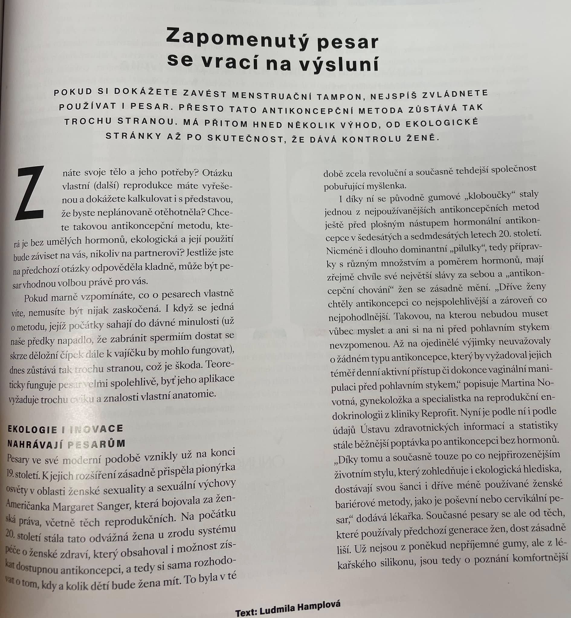Článek v časopise Heroine - první strana