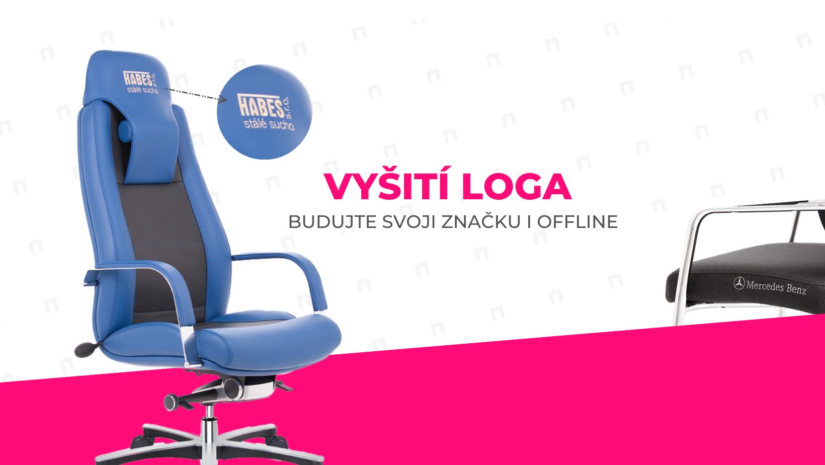 Vyšití loga na podhlavník židle – budujte svoji značku i offline