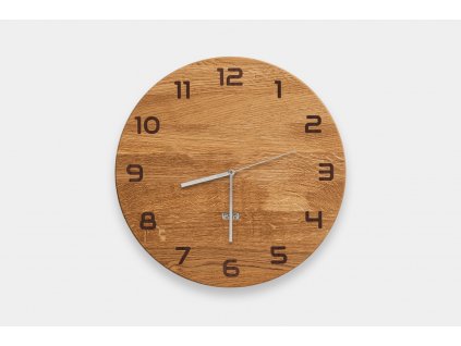 PESKWOOD dubové hodiny hladké číselný inlay ciferník 1 stříbrné ručičky