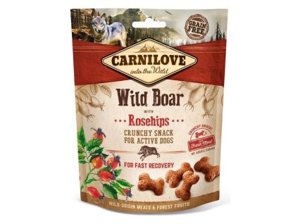 5241 carnilove dog crunchy snack wild boar rosehips 200g
