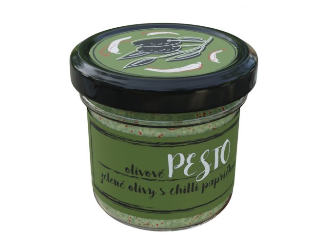 Pesto zelene olivy s chilli paprickou