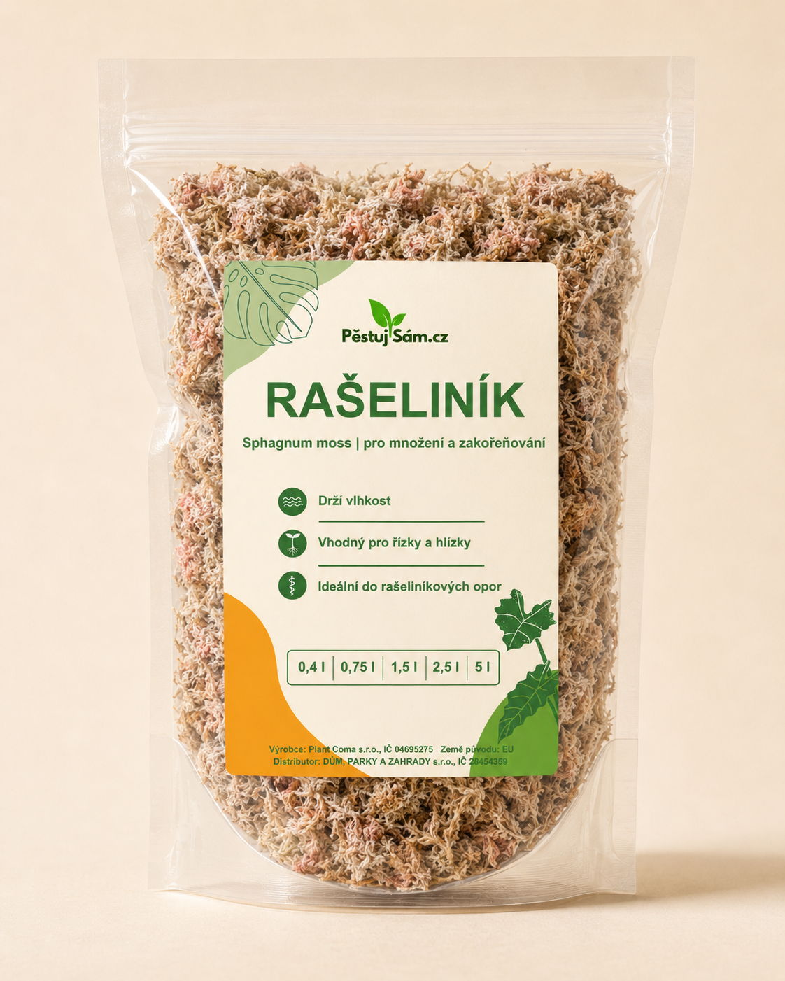 Dlouhovláknitý rašeliník sphagnum moss pro pokojové rostliny