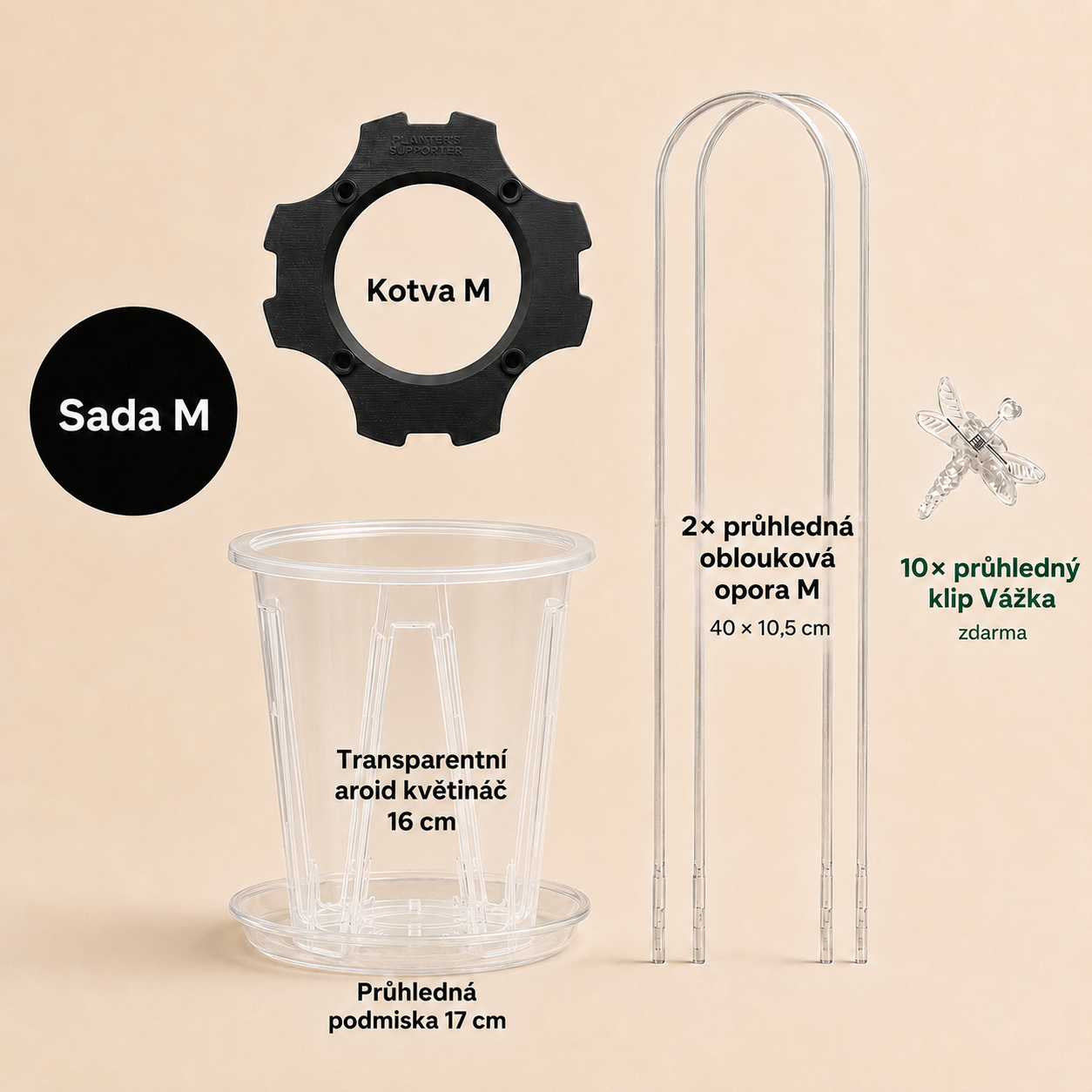 Kompletní set s obloukovými oporami ve velikosti M