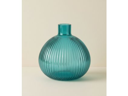 Váza sklo Stripes Drop - tyrkysová