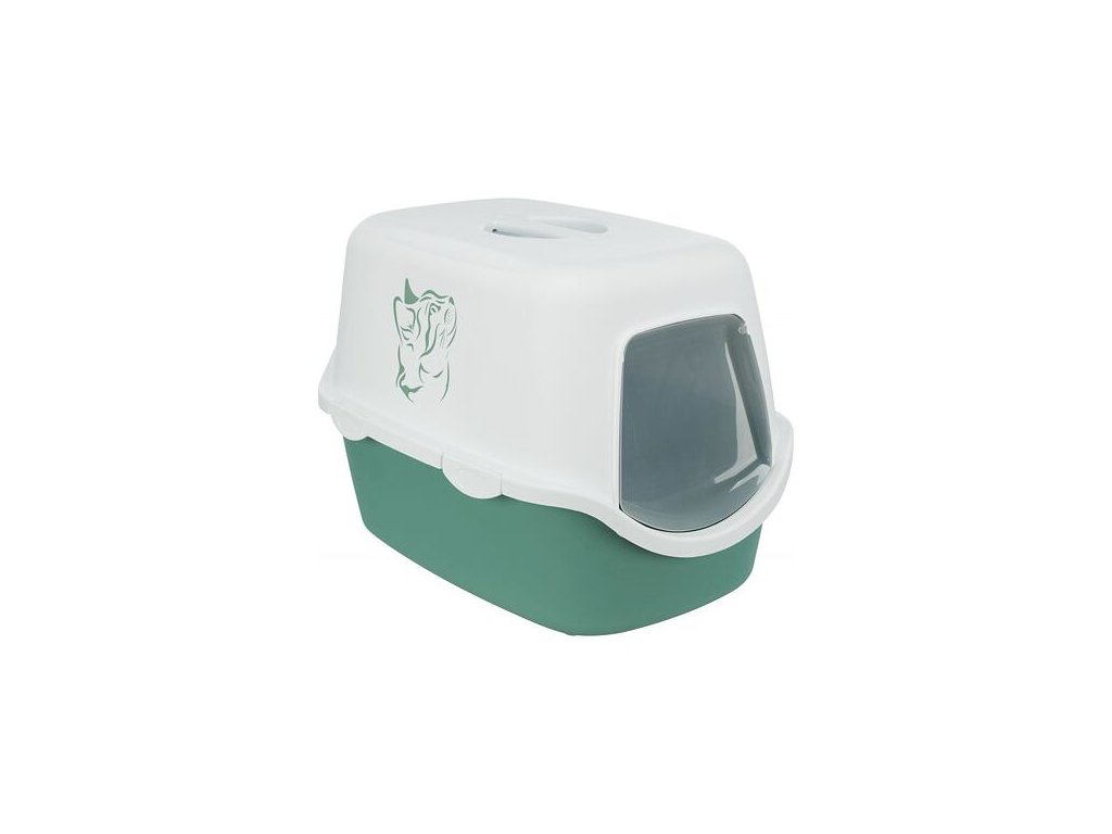 VICO covered toilet with door with print, without filter 56 x 40 x 40 cm, green/white - AFTER SALE