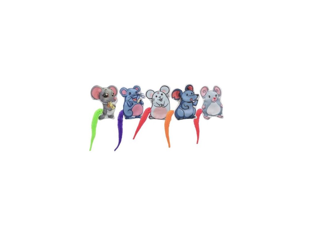 Emotional mouse with catnip, colored tail, 7.5 cm, fabric, 5 types
