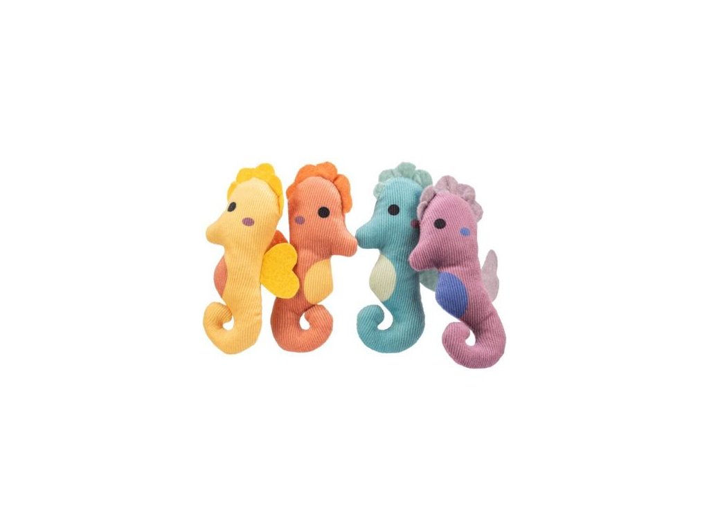 Seahorse with catnip 11 cm, plush, mix of colors