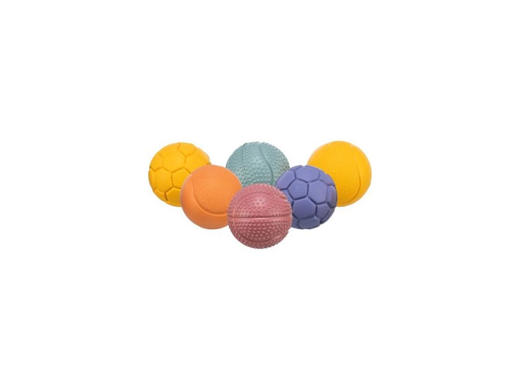 Ball ø 4.5 cm, natural rubber, ball sports design, mix of colors