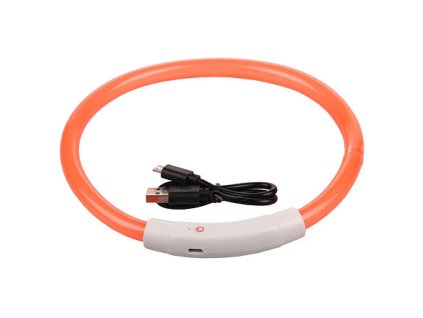 Shiny luminous collar for dogs, orange, length 70 cm