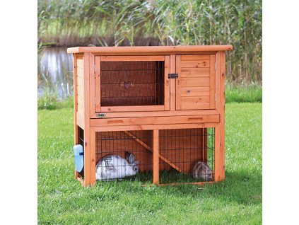 NATURA Kaninchenstall mit Auslauf 104 x 97 x 52 cm, braun