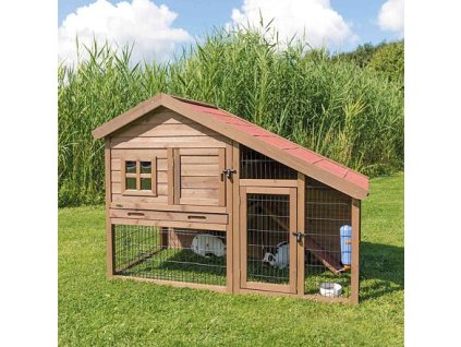 Natura wooden house with enclosure for rabbits 151x107x80 cm