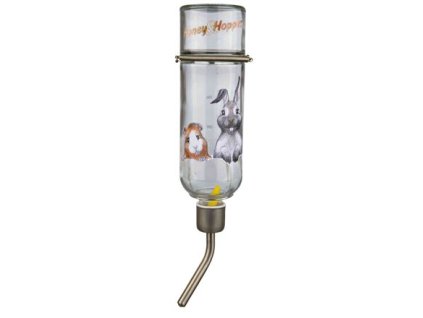 Skleněná napáječka Honey & Hopper s kovovým pítkem (Provedení 500 ml, např. králíci)