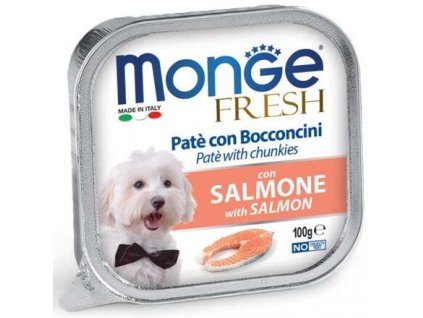 MONGE FRESH - Pastete und Stücke mit Lachs 100 g für Hunde