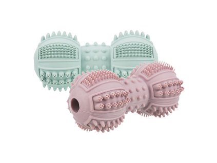 JUNIOR dumbbell natural hard rubber, 9 cm, mint, old pink