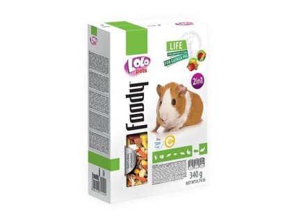LOLO Foody 2w1 zielono-owocowa karma dla świnek morskich opakowanie 340g