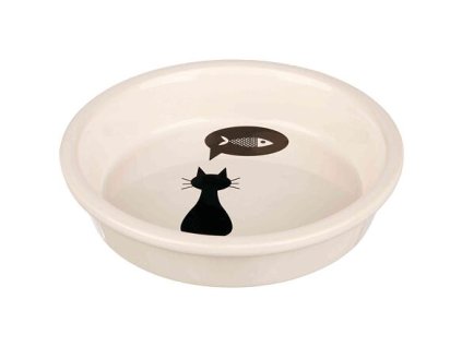 Keramická miska s černou kočkou, s okrajem bílá 0,25 l/13 cm