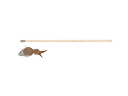 Udice s hračkou myš s peřím 50 cm