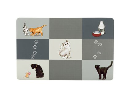 Placemat Patchwork cat 44 x 28 cm gray