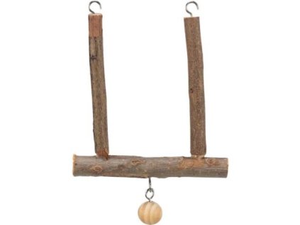 Wooden swing with bell made of natural wood 12 x 15 cm