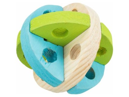Wooden colored ball to play with and treats 8 cm