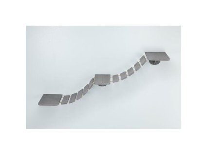 Šplhací žebřík k upevnění na stěnu, 3 platformy, 150x30cm, šedohnědá
