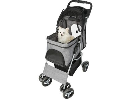 Dog stroller BUGGY, quick-folding, 47 x 100 x 80 cm, load capacity up to 15 kg, gray