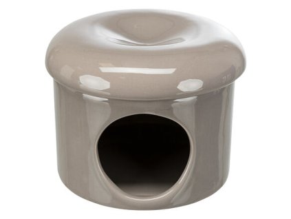 Ceramic house, 1 entrance, removable roof, ø 16 × 12 cm, dark gray