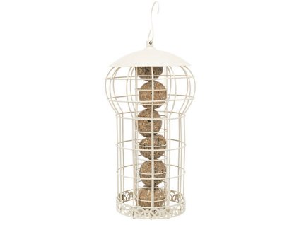 Hộp đựng 6 quả bóng mỡ, có lưới bảo vệ, ø 17 × 30 cm, kim loại sơn mài, màu kem - BÁN