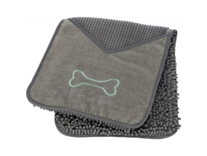 Khăn tắm có túi cho chó, sợi nhỏ, 78 x 32 cm, màu xám