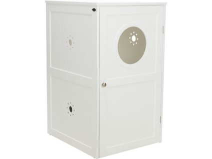 XL cat toilet house, 2 shelves, MDF, 53 x 90 x 58 cm, white