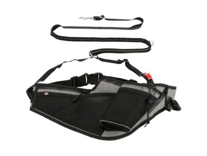 Jogginggürtel mit Leine, Taille: 70-130 cm, Leine 1,15-1,50 m, 20 mm, grau