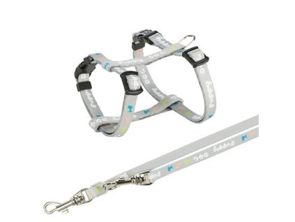 JUNIOR postroj s vodítkem pro štěňata, světlešedá (Provedení M-L: 27-45 cm/10 mm, 2,00 m)