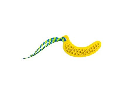 Zahnspielzeug Banane aus Naturkautschuk für Welpen mit Stoffquaste 12 cm HipHop