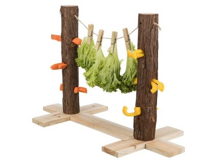 Feeding tree DUO for rabbits, 53 x 34 x 25 cm, wood with bark