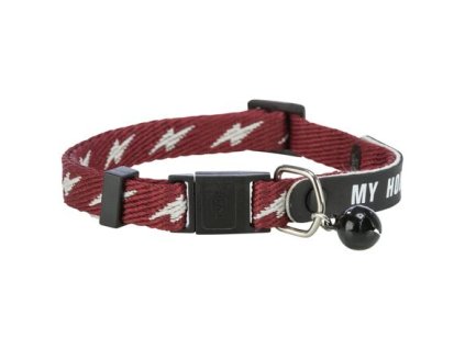 Cat collar with address label, red