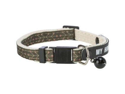 Cat collar with address label, olive