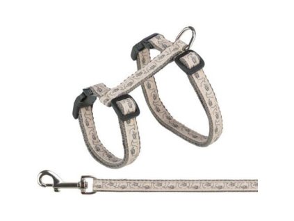 Cat harness with leash, 27-45 cm/ 13 mm, 1.20 m, grey/beige