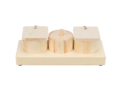Snack Cups - interactive game for bunnies, 15 x 4.5 x 6 cm, wood