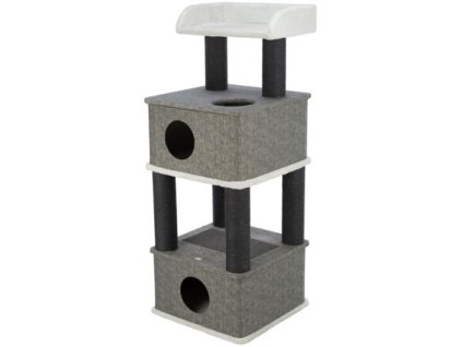Scratching post ALMIRA, 2 caves, resting place, 128 cm, gray