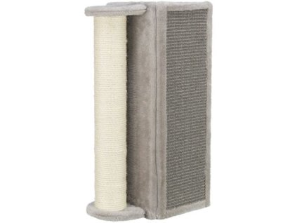 Scratching corner plate with post, 19 × 58 × 19 cm, gray