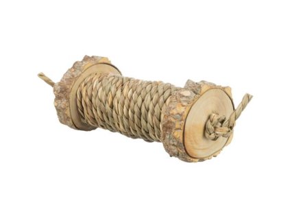 Roll with sea grass - toy for rodents, wood, 5 x 18 cm