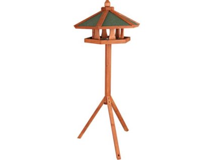 NATURA outdoor feeder with canopy, on tripod 1.45 m, 65 x 46 cm, pine wood, brown