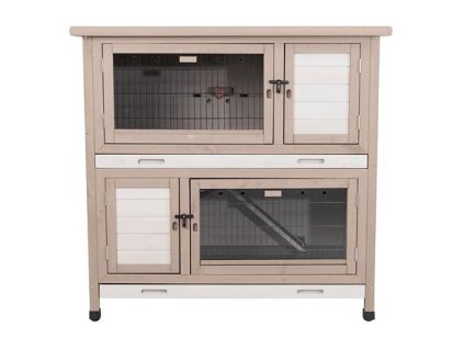 NATURA Kaninchenstall mit Wärmedämmung, 2 Etagen, 116 x 113 x 65 cm, grau