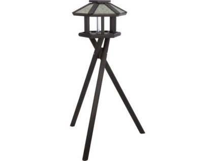 NATURA outdoor feeder with canopy and silo, on tripod 1.40 m, 50 x 34 cm, pine wood, black