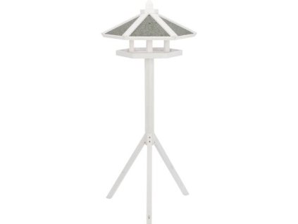 NATURA outdoor feeder with canopy and silo, on tripod 1.45 m, 65 x 46 cm, pine wood, white